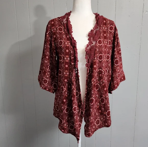 Coco + Jaimenson Printed Red Henna Cardigan - Picture 3 of 15